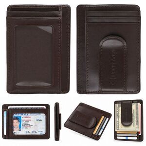 Alpine Swiss Mens RFID Safe Money Clip Minimalist Wallet ID Window Card Holder